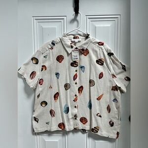 JANE + DELANCEY Sea Shell Print Button-Up Shirt